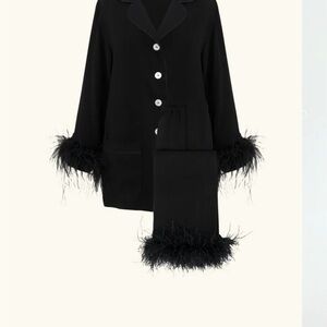 Sleeper Black Feather Trim Pajama Set